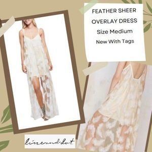 Revolve Line & Dot Cream Feather Sheer Overlay Dress